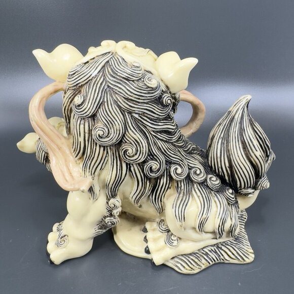 Vintage Chinese Guardian Lion Sculpture Signed Foo Dog Fu Foo Dog With Baby VTG - Picture 9 of 16